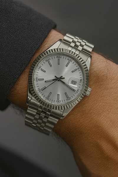 LOOQ Stylish Design Steel Band Men Wristwatch with Calendar