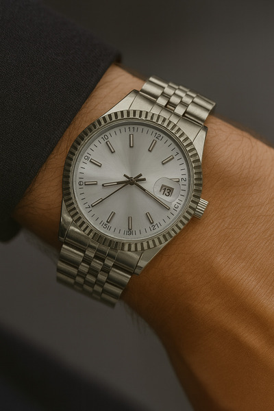 LOOQ Stylish Design Steel Band Men Wristwatch with Calendar