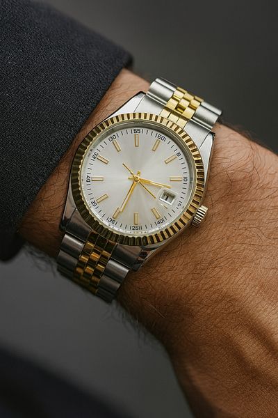 LOOQ Stylish Design Steel Band Men Wristwatch with Calendar