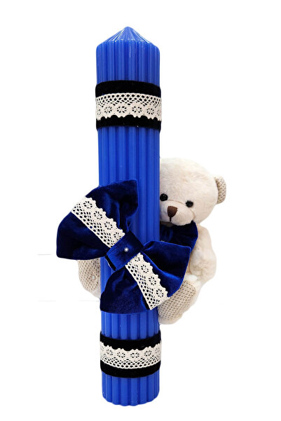 fantasialand Lumânare de botez, model Ursuleț de pluș albastru