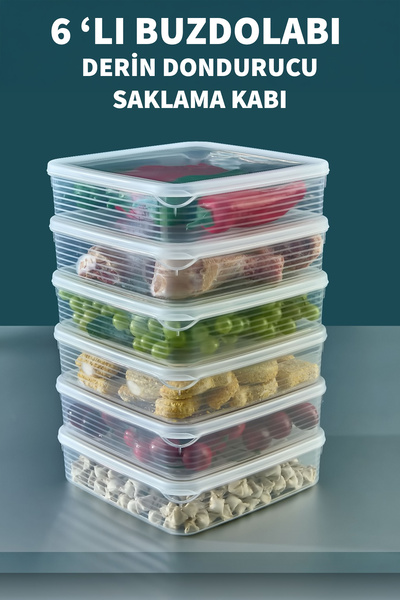FİTHOME Airproof 6 Pieces Refrigerator and Freezer Organizer Storage Container
