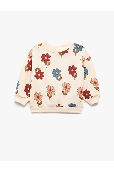 Koton Φούτερ για κοριτσάκι με λουλουδάτο σχέδιο σε ροζ χρώμα 6Wmg10050Ak