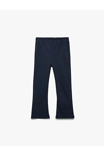 Koton Cotton Elastic Waist Basic Spanish Leg Blue Baby Girl Leggings 6Wmg40067Ak