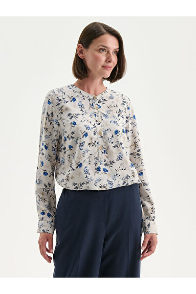 LC Waikiki Beige Judge Collar Floral Blouse