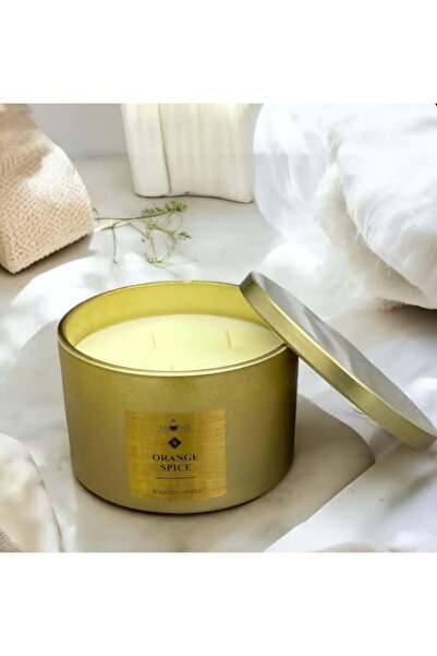 Aroma شمعة معطرة كبيرة فاخرة في وعاء زجاجي بثلاثة فتائل - برتقال وفانيليا