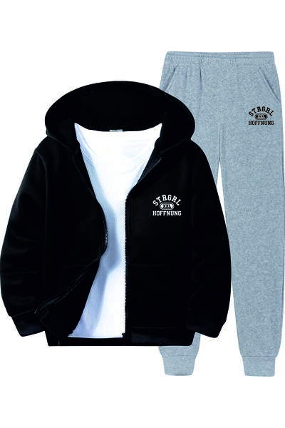 HOFFNUNG Full-Zip Atheltics Unisex Hooded Oversize Elastic Leg Tracksuit Set