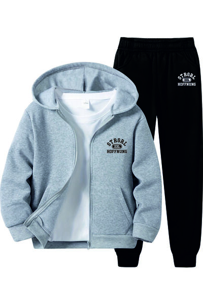 HOFFNUNG Full-Zip Atheltics Unisex Hooded Oversize Elastic Leg Tracksuit Set