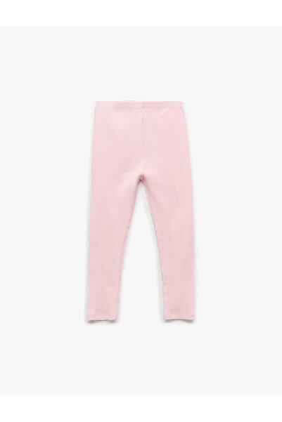Koton Pamuklu Beli Lastikli Ribanalı Basic Pembe Kız Bebek Tayt 6Wmg40016Ak