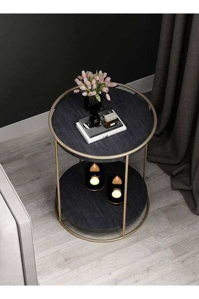 Generic Side Table 40×55 cm - Black and Gold