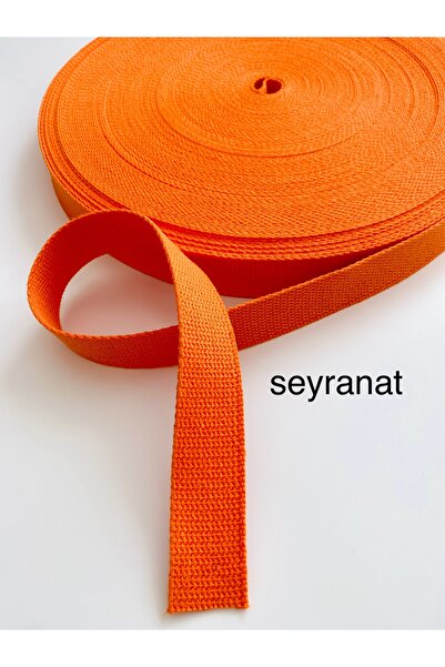 seyranat Dar Dokuma Şerit Kolon %100 PAMUK Turuncu Renk 3 cm 3 Metre Çanta Sapı Askısı