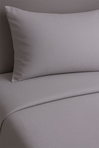 Setekshome Single Duvet Cover Set Gray 100% Cotton