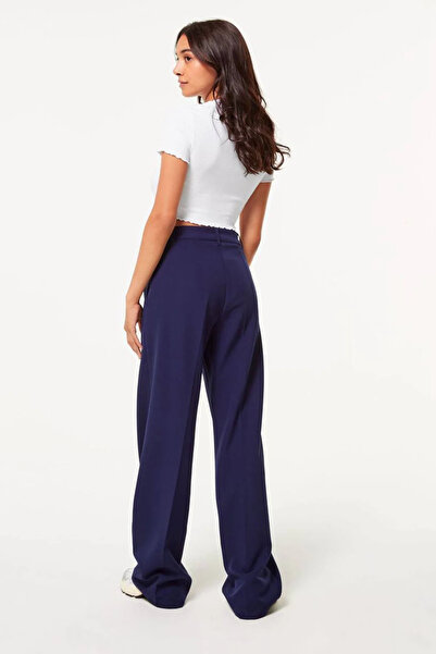 Bak Moda Palazzo Mold Premium Fabric Navy Blue Trousers