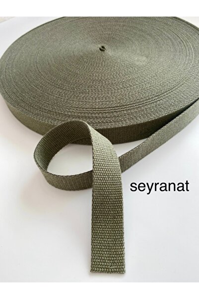 seyranat Dar Dokuma Şerit Kolon %100 PAMUK Haki Yeşil Renk 3 cm 3 Metre Çanta Askısı Sapı
