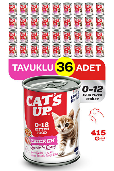 Cat's Up Cats Up Yaş Yavru Kedi Maması Tavuklu 415gr 36Lı