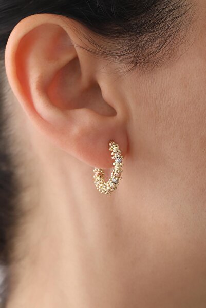 Tufanlar Kuyumculuk 14 Ayar Mini Boy Üç Renkli Dorika Altın Küpe