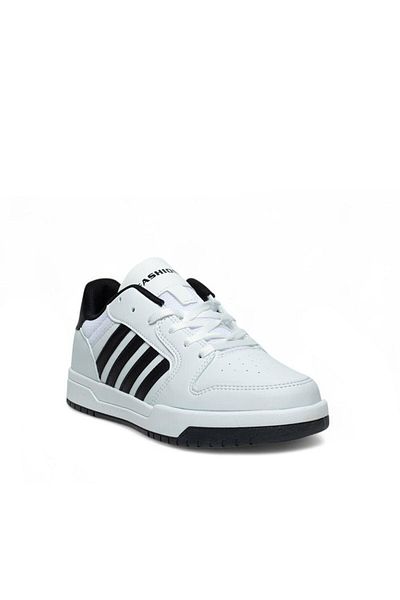 McDark Unisex White Black Thermo Sole Striped Lace-Up Sports Shoes