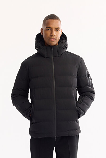 Avva Men's Black Goose down Water Repellent Windproof -10 ° C Durable Hooded Inflatable Coat A52Y6067