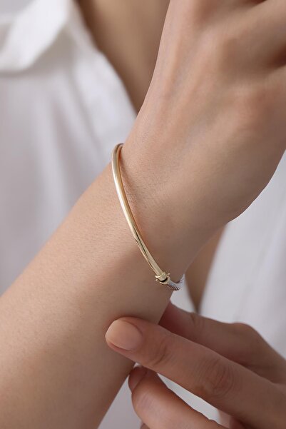 Tufanlar Kuyumculuk 14 Ayar İki Renkli Oval Altın Kelepçe