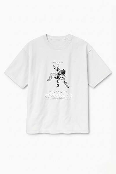 Altair Tr Oversize White Unisex Icarus Fallen Angel Printed T-Shirt T-Shirt