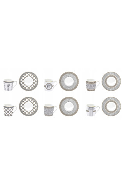 EasyLife 6-Piece Porcelain Cups and Saucer Set 100ml