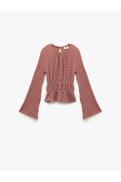 Koton Dugačka španska bluza sa elastičnim detaljima i omotom B okrugla kragna