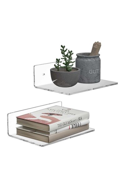 Generic 23 cm Clear Wall Shelf, Acrylic Small Floating Shelf for Wall, Home W...