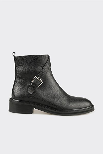 Elle Shoes Siyah Deri Kadın Klasik Bot
