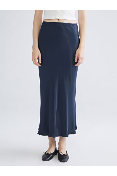 LC Waikiki Sparkling Choices from Shining Store | Elastic Waist Flared Satin Skirt