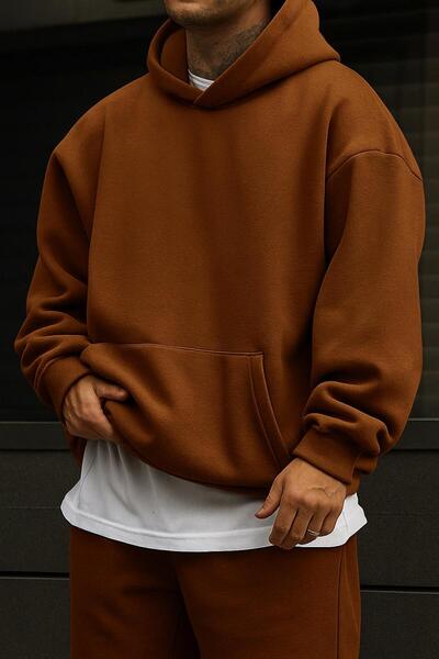 BENROMA سترة رياضية بقلنسوة للجنسين مصنوعة من القطن الممشط بثلاث خيوط