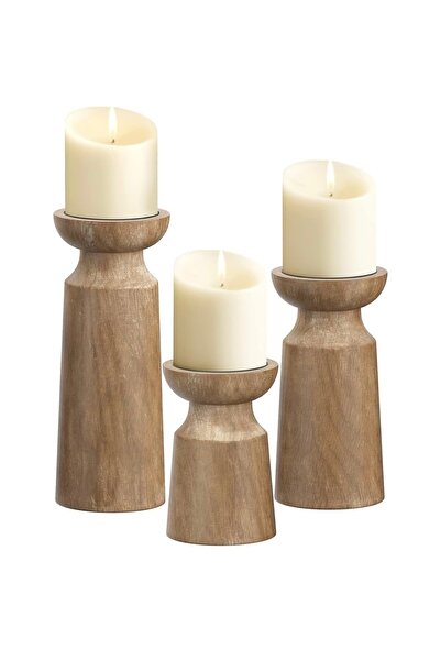 woodique Kayın Ağacı Mumluk 3lü Set