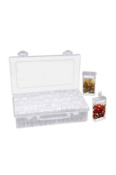 Generic 64-Slot Plastic Jewelry Drill Acrylic Storage Box Clear