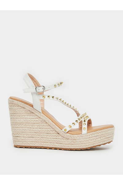 Styli Studded Strappy Espadrille Wedge Heel Sandals
