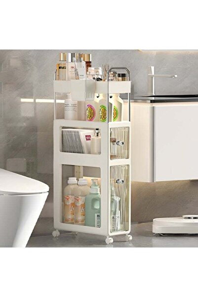 Generic 4 Layers Clear Slim Bathroom Storage Cabinet with Visible Drawer, Mov...