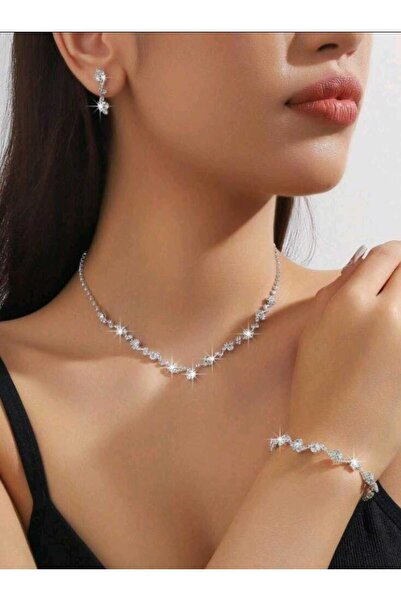 LUAR PRENSES IŞILTISI 3`LÜ SET (KOLYE+BİLEKLİK+KÜPE)