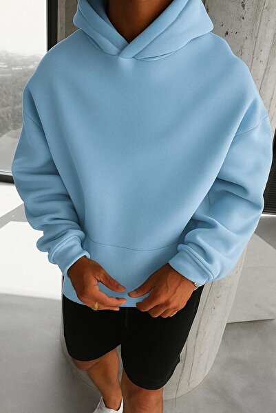 BENROMA Hanorac unisex cu glugă din bumbac pieptănat cu 3 fire