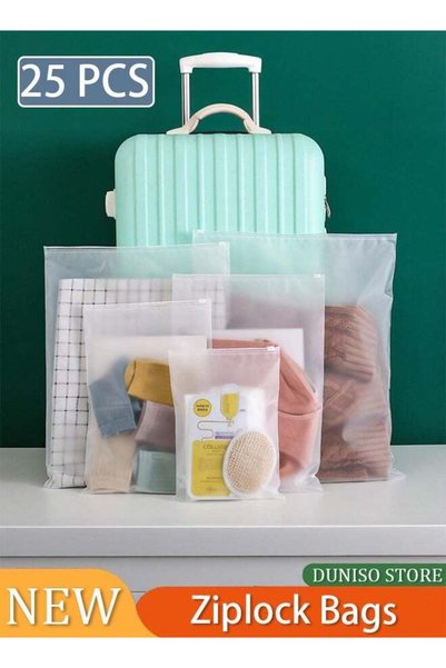 Generic 25 Pcs Ziplock Bags, 5 Sizes Travel Storage Bags Set, Waterproof Mult...
