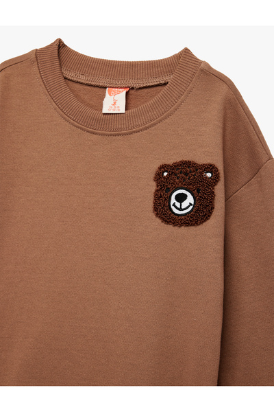 Koton Браун Беър Бродирана бебешка мъжка блуза 6Wmb10006Tk