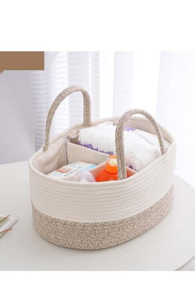 Generic Cotton Rope Woven Compartment Storage Basket, Maternal and Child Supp...