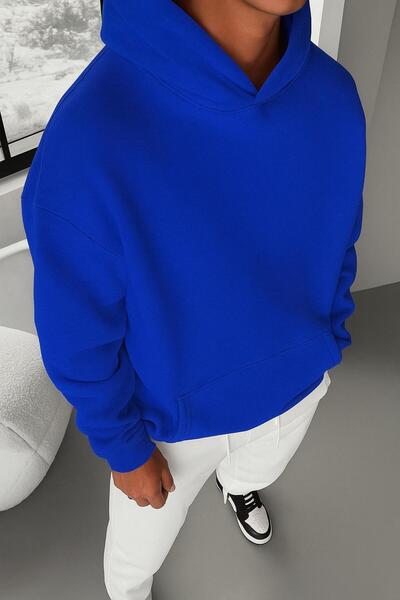 BENROMA سترة رياضية بقلنسوة للجنسين مصنوعة من القطن الممشط بثلاث خيوط