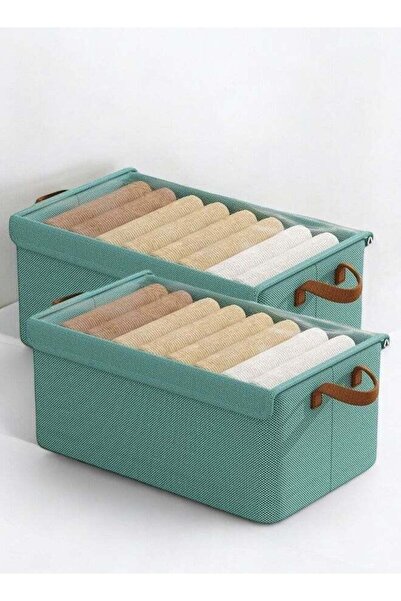 Generic 2 Piece Cationic Fabric Wardrobe Quilt Storage Box with Steel Frame, ...