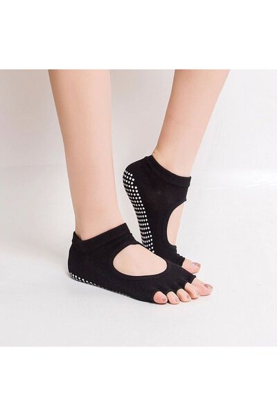 FITINT Antislip Socks Yoga Without Toes Black