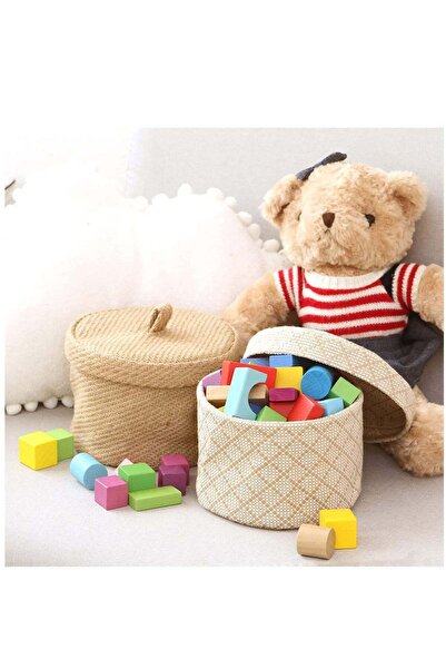 Generic 2 Pack Nordic Jute and Cotton Linen Home Office Storage Basket and Ro...