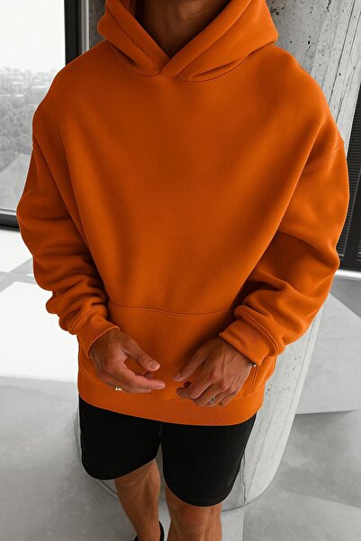 E-ROMA Hanorac unisex cu glugă din bumbac pieptănat cu 3 fire