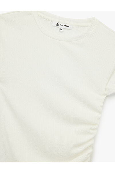 Koton Slim Fit Short Sleeve Gathered Crew Neck Twist T-Shirt