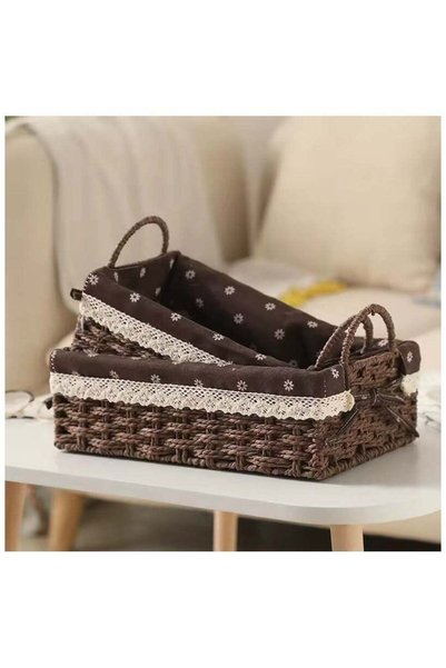 Generic Set of 2 Eco-Friendly Handwoven Storage Baskets with Handles – Durabl...