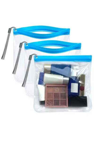 Generic 3 Pcs Clear Travel Toiletry Bags, Waterproof Leakproof Travel Makeup ...