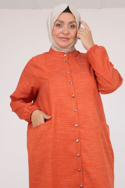 Eslina 48072-1 Large Size Tunic with Elastic Sleeves - Tile Crushed