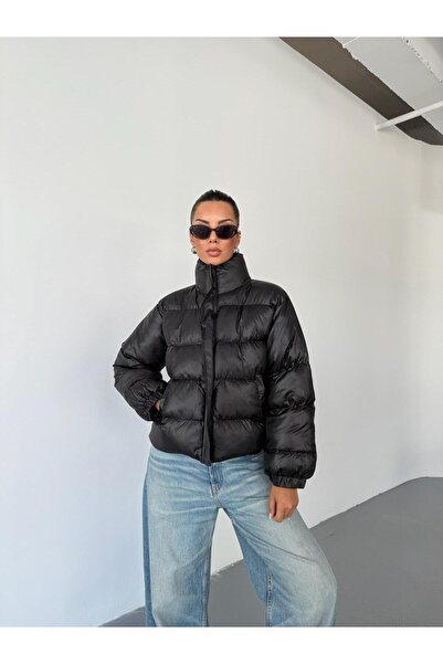 QUASAR Fashion Yeni Sezon Rahat Kalıp Siyah Şişme Mont