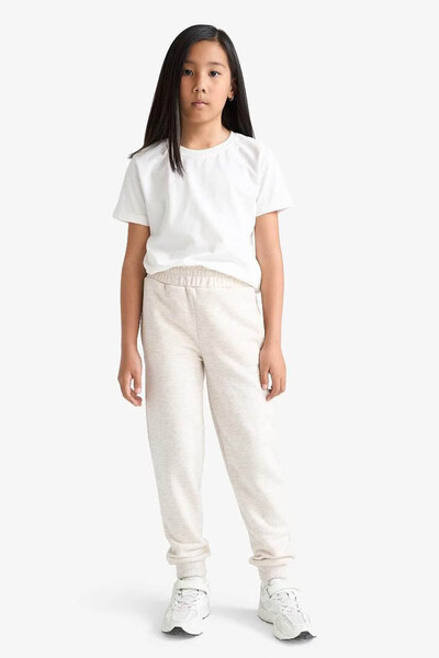 DeFacto Standard Fit Basic Plain Elastic Waist School Jogger Beige Girl's Sweatpants Y1226A6/Bg667