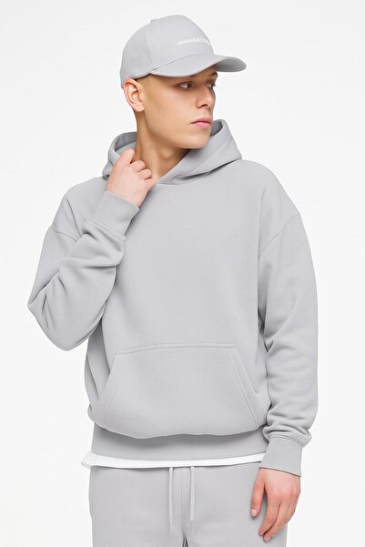 E-ROMA سترة رياضية بقلنسوة للجنسين مصنوعة من القطن الممشط بثلاث خيوط